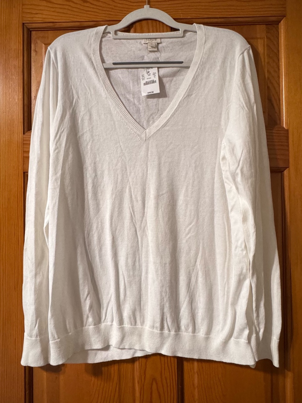J. Crew White V-Neck Women's Sweater